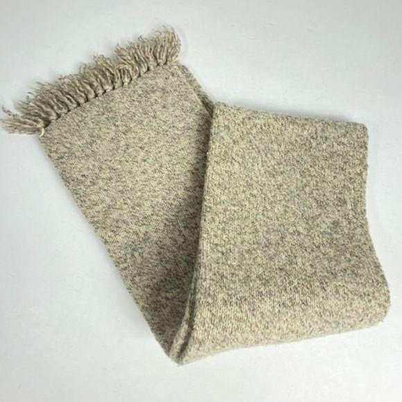 Vintage Wool Scarf Knit With Fringe Marled Neck Wrap Thick Weave Grunge 1980’s - Picture 2 of 3